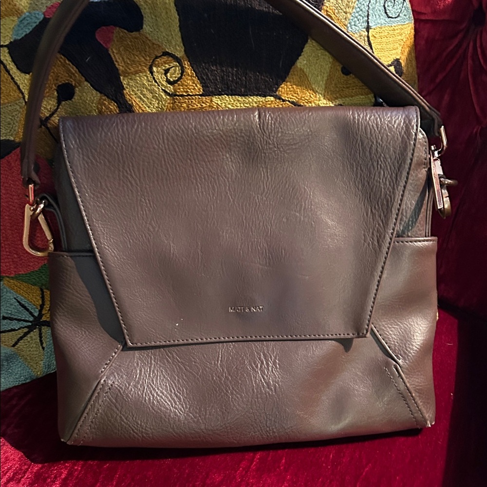 Matt & Nat Dark Brown Vegan Leather Messenger Bag